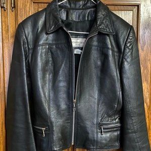 Genuine Leather Jacket Made in Canada by Henri Bendel New York Black Size S